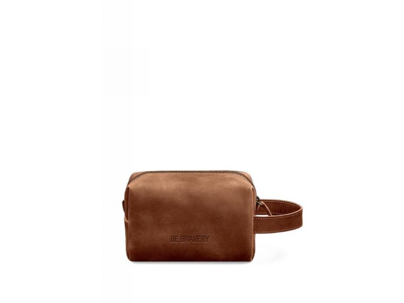 Кожаная косметичка-несессер 5.0 Светло-коричневый Crazy Horse, фото 6