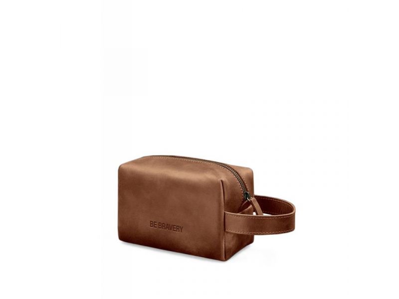 Кожаная косметичка-несессер 5.0 Светло-коричневый Crazy Horse, фото 7