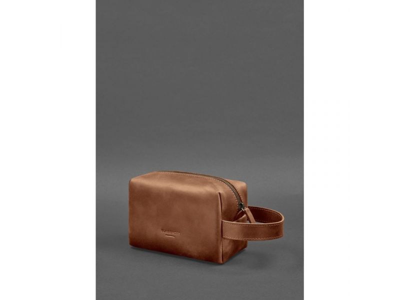 Кожаная косметичка-несессер 5.0 Светло-коричневый Crazy Horse, фото 2