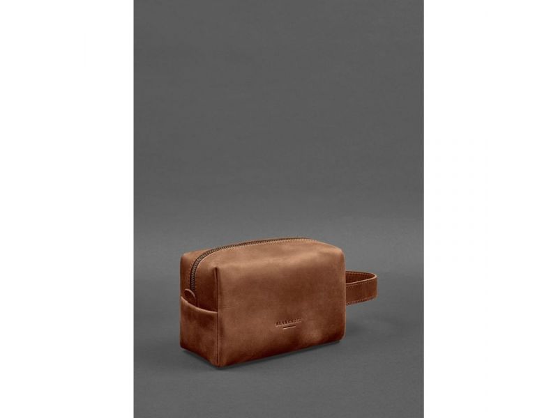 Кожаная косметичка-несессер 5.0 Светло-коричневый Crazy Horse, фото 3