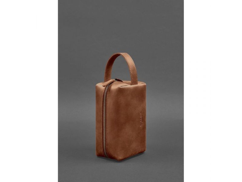 Кожаная косметичка-несессер 5.0 Светло-коричневый Crazy Horse, фото 4