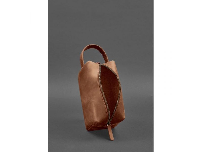 Кожаная косметичка-несессер 5.0 Светло-коричневый Crazy Horse, фото 5