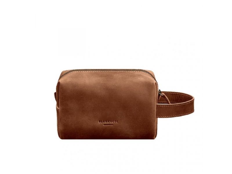 Кожаная косметичка-несессер 5.0 Светло-коричневый Crazy Horse, фото 9