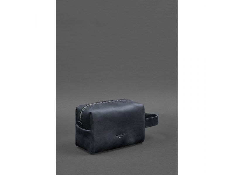 Кожаная косметичка-несессер 5.0 Темно-синий Crazy Horse, фото 3