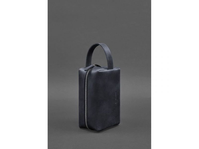 Кожаная косметичка-несессер 5.0 Темно-синий Crazy Horse, фото 4