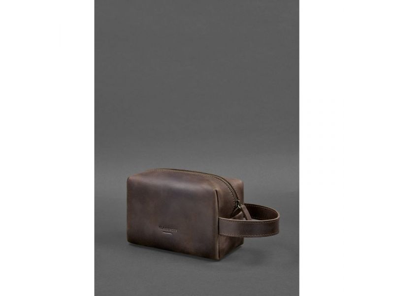 Кожаная косметичка-несессер 5.0 Темно-коричневый Crazy Horse, фото 2