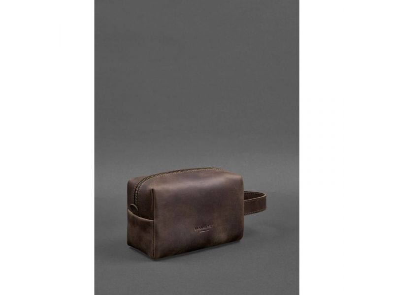 Кожаная косметичка-несессер 5.0 Темно-коричневый Crazy Horse, фото 3