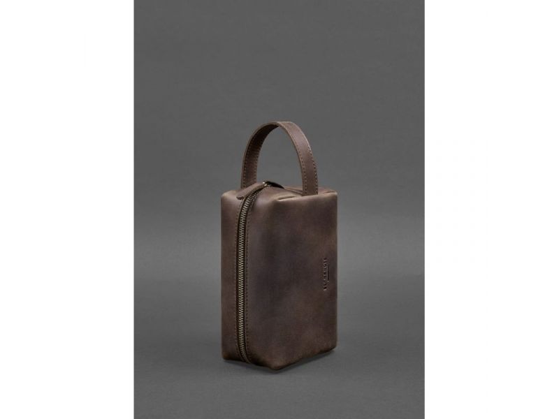 Кожаная косметичка-несессер 5.0 Темно-коричневый Crazy Horse, фото 4