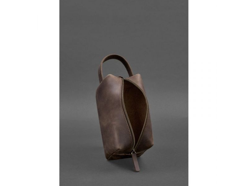 Кожаная косметичка-несессер 5.0 Темно-коричневый Crazy Horse, фото 5