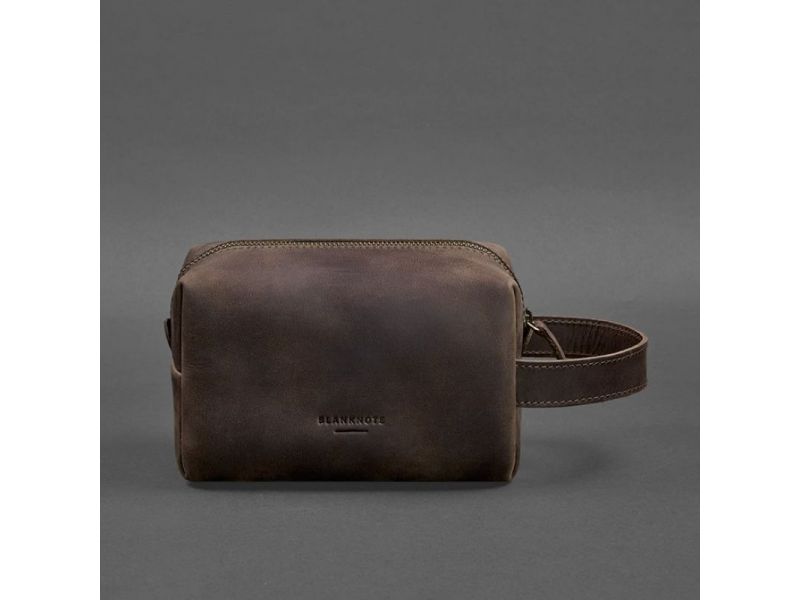 Кожаная косметичка-несессер 5.0 Темно-коричневый Crazy Horse, фото 6