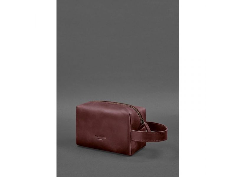 Кожаная косметичка-несессер 5.0 Бордовый Crazy Horse, фото 2