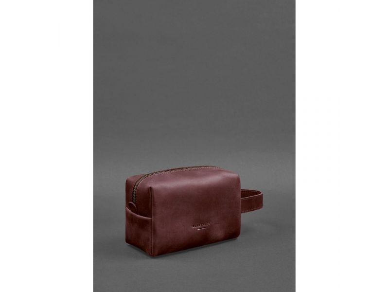 Кожаная косметичка-несессер 5.0 Бордовый Crazy Horse, фото 3