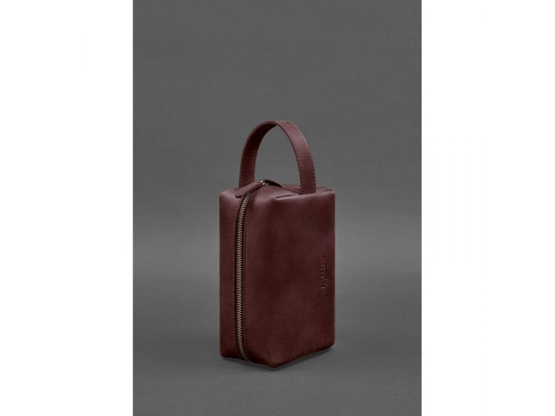 Кожаная косметичка-несессер 5.0 Бордовый Crazy Horse, фото 4