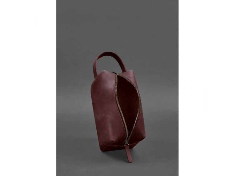 Кожаная косметичка-несессер 5.0 Бордовый Crazy Horse, фото 5