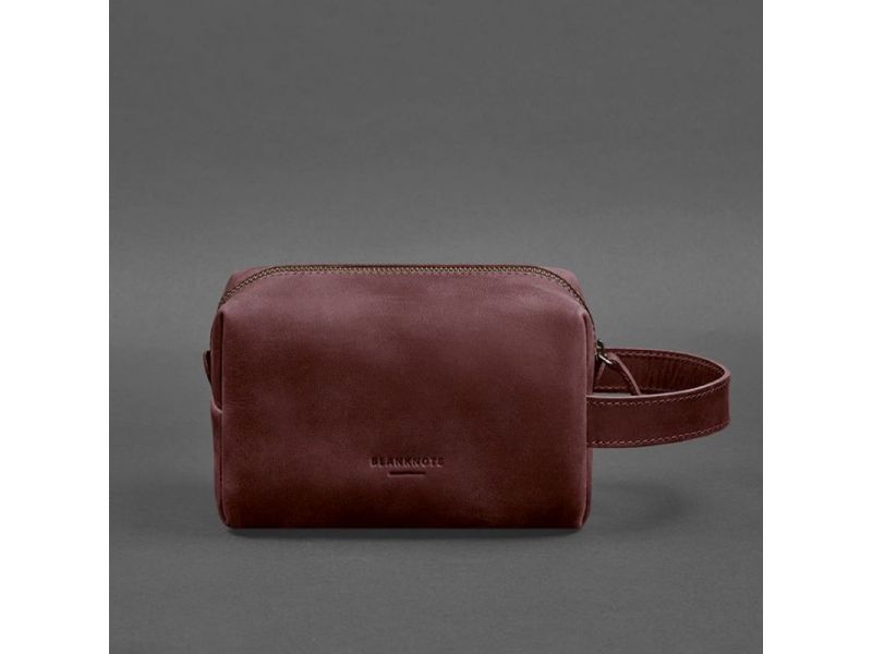 Кожаная косметичка-несессер 5.0 Бордовый Crazy Horse, фото 6