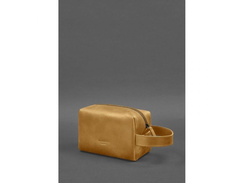 Кожаная косметичка-несессер 5.0 Желтый Crazy Horse, фото 2