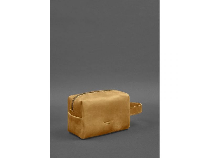 Кожаная косметичка-несессер 5.0 Желтый Crazy Horse, фото 3