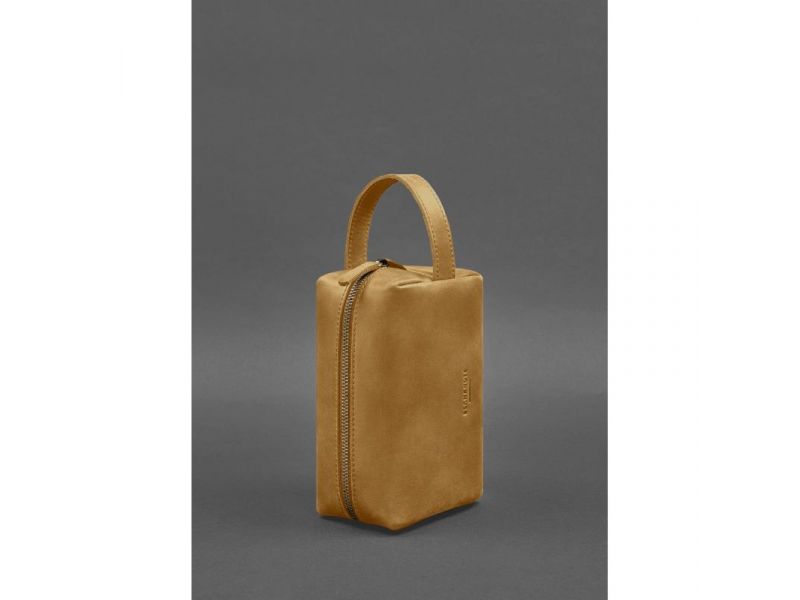 Кожаная косметичка-несессер 5.0 Желтый Crazy Horse, фото 4