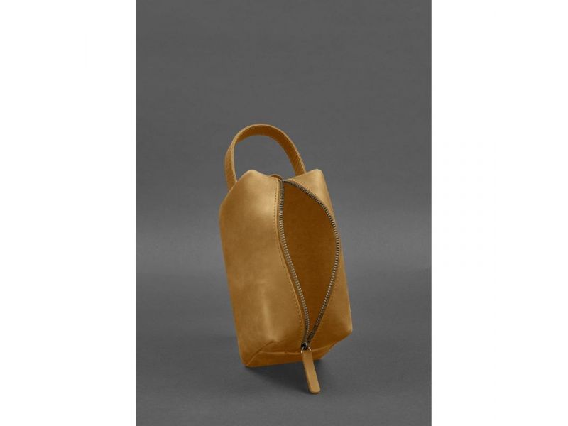 Кожаная косметичка-несессер 5.0 Желтый Crazy Horse, фото 5