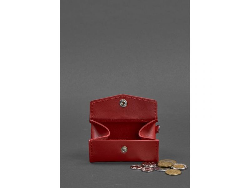 Женская кожаная монетница с клапаном 1.0 красный, фото 2