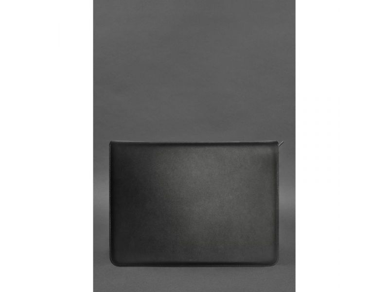 Кожаная папка А4 на молнии для документов черная, фото 1