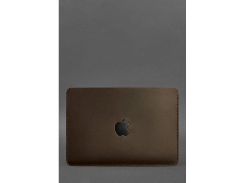 Кожаный чехол для MacBook 14 дюйм Темно-коричневый Crazy Horse, фото 3