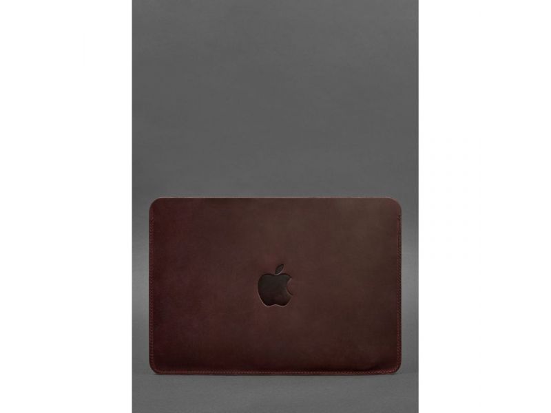 Кожаный чехол для MacBook 14 дюйм Бордовый Crazy Horse, фото 3
