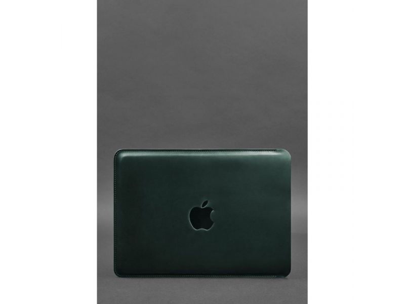 Кожаный чехол для MacBook 14 дюйм Зеленый Crazy Horse, фото 1