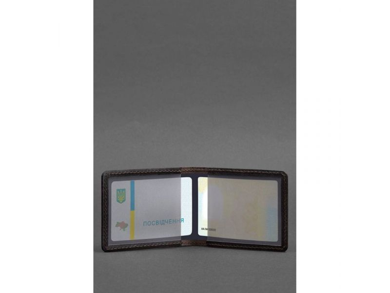 Кожаная обложка для удостоверения с гербом темно-коричневая, фото 3