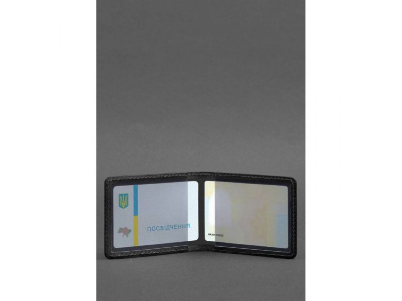 Кожаная обложка для удостоверения с гербом черная, фото 4