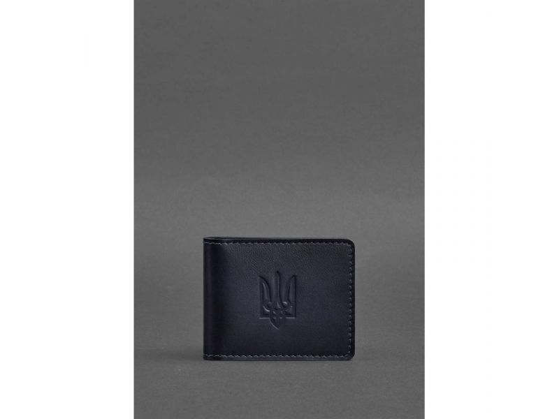 Кожаная обложка для удостоверения с гербом темно-синяя, фото 1