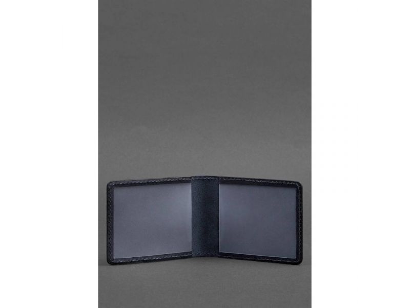 Кожаная обложка для удостоверения с гербом темно-синяя, фото 2