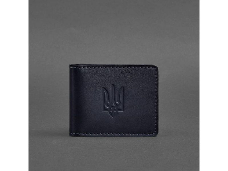 Кожаная обложка для удостоверения с гербом темно-синяя, фото 6