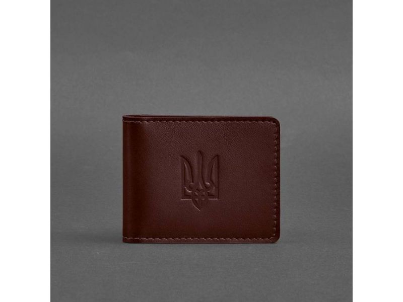 Кожаная обложка для удостоверения с гербом бордовая, фото 6