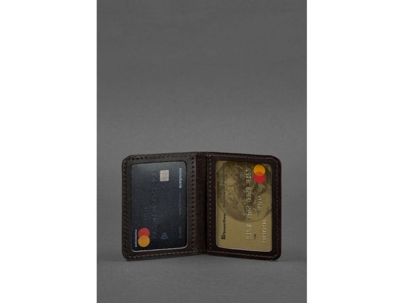 Мужская кожаная обложка для ID-паспорта и водительских прав 4.0 карбон коричневая, фото 2