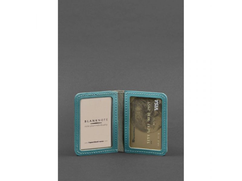 Кожаная обложка для ID-паспорта и водительских прав 4.0 бирюзовая, фото 2