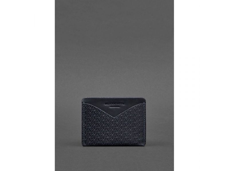 Кожаная визитница 5.0 темно-синяя Crazy Horse Карбон, фото 1