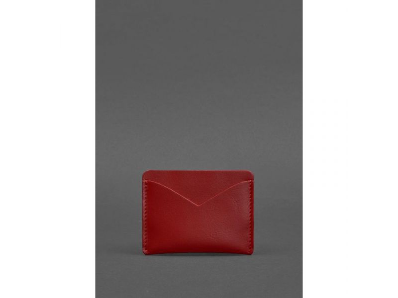 Женская кожаная визитница 5.0 красная Краст, фото 3
