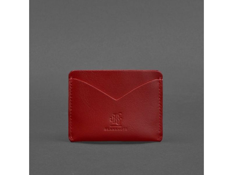 Женская кожаная визитница 5.0 красная Краст, фото 4