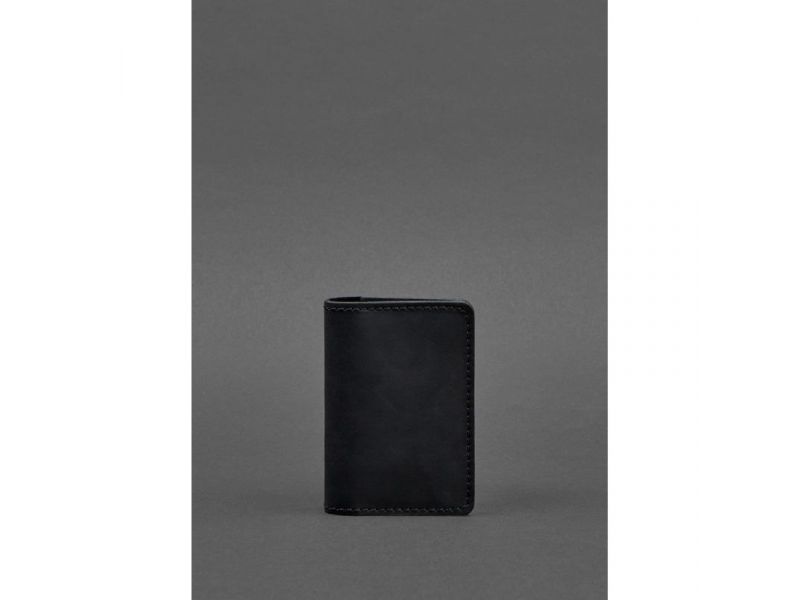 Кожаный кард-кейс (визитница) 6.0 черный Crazy Horse, фото 1