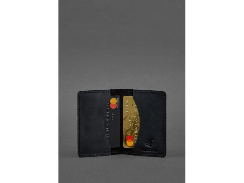 Кожаный кард-кейс (визитница) 6.0 черный Crazy Horse, фото 2