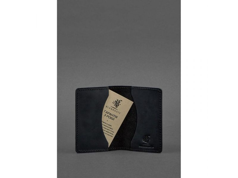 Кожаный кард-кейс (визитница) 6.0 черный Crazy Horse, фото 3