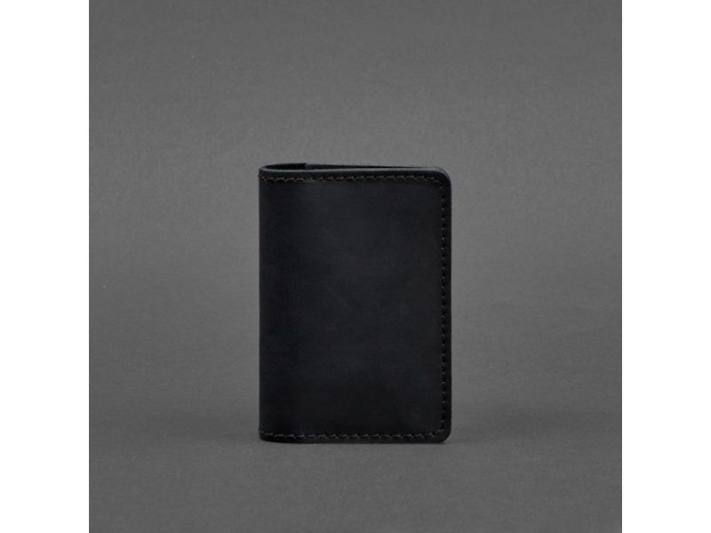 Кожаный кард-кейс (визитница) 6.0 черный Crazy Horse, фото 4