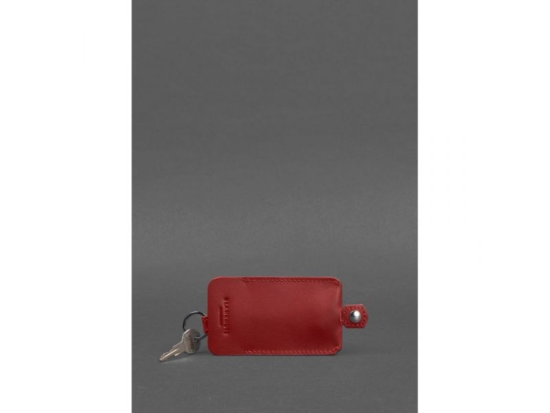 Кожаная ключница 1.0 красная Краст, фото 2