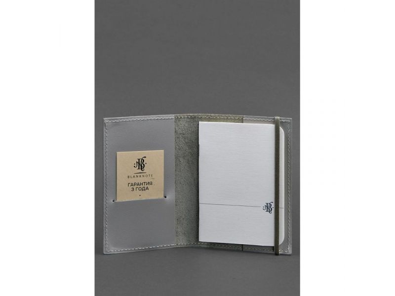 Кожаная обложка для паспорта 1.0 серая, фото 2