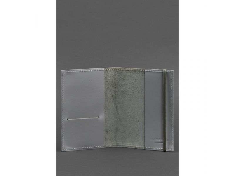 Кожаная обложка для паспорта 1.0 серая, фото 3