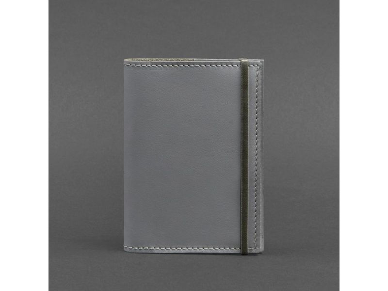 Кожаная обложка для паспорта 1.0 серая, фото 5