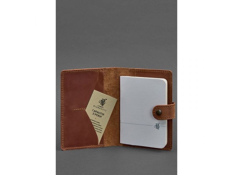 Женская кожаная обложка для паспорта 3.0 Инди коричневая, фото 2