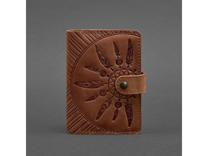 Женская кожаная обложка для паспорта 3.0 Инди коричневая, фото 5