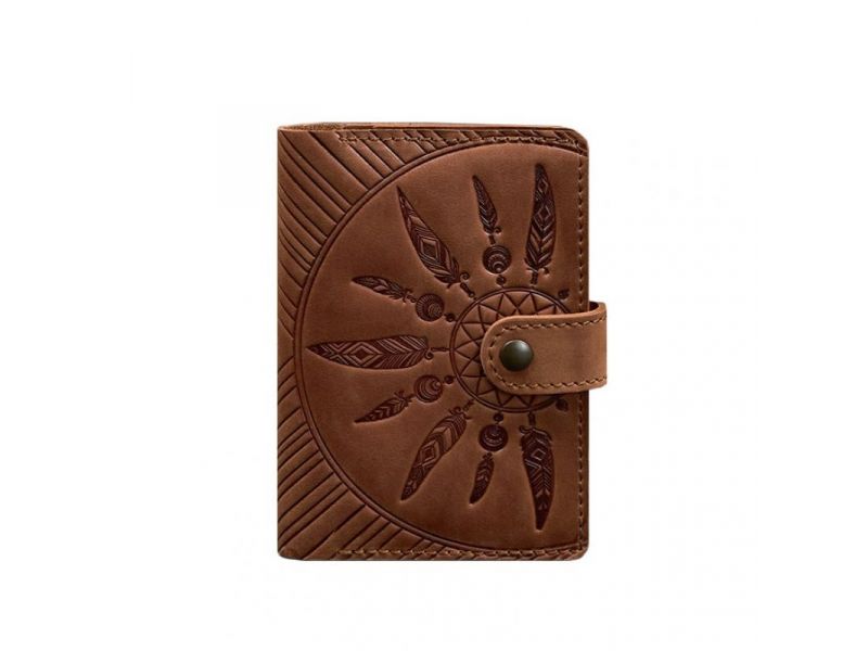 Женская кожаная обложка для паспорта 3.0 Инди коричневая, фото 6